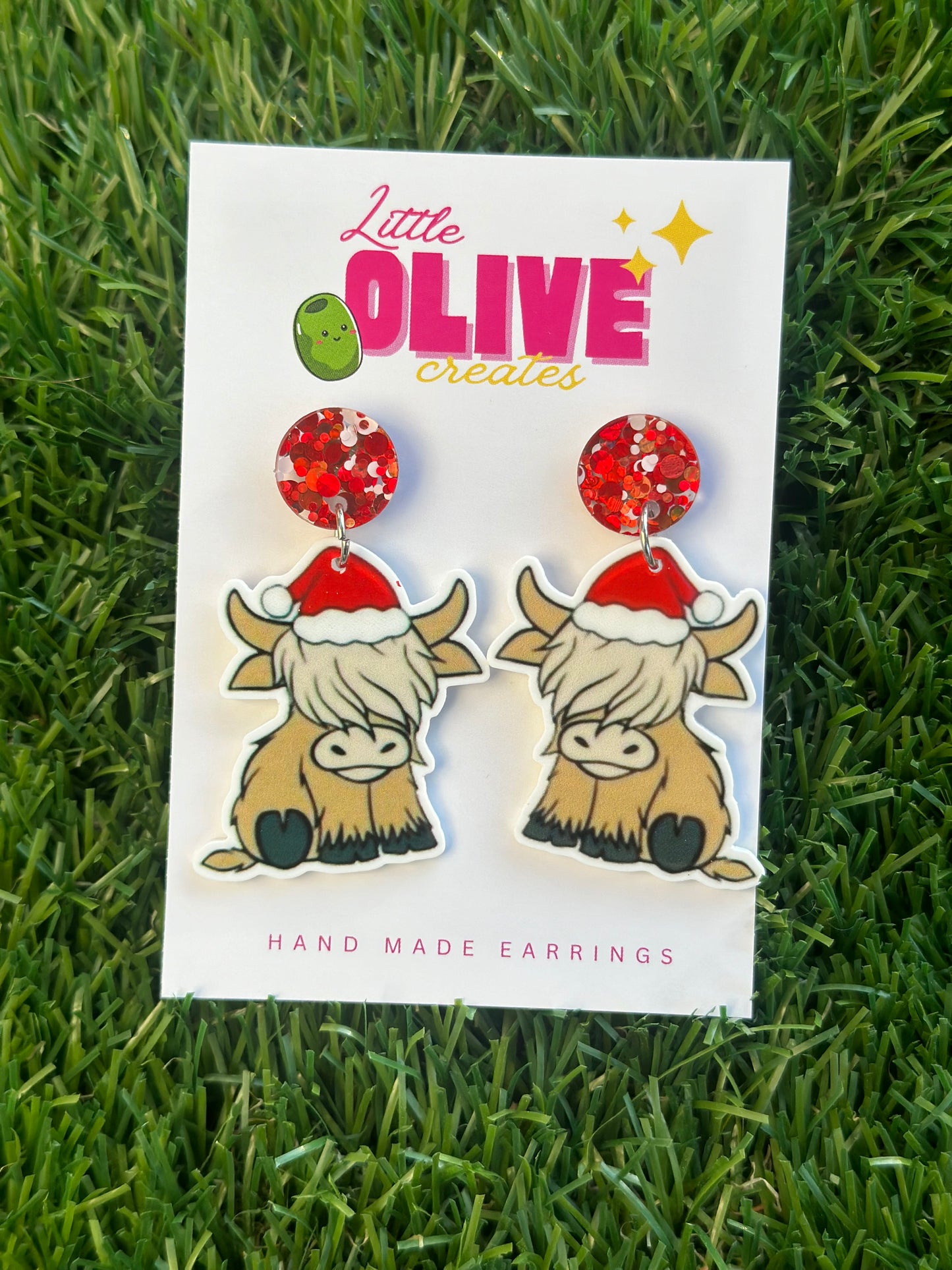 Highland Cow Christmas Dangle & Stud Earrings – Festive Fun! 🎄🐮