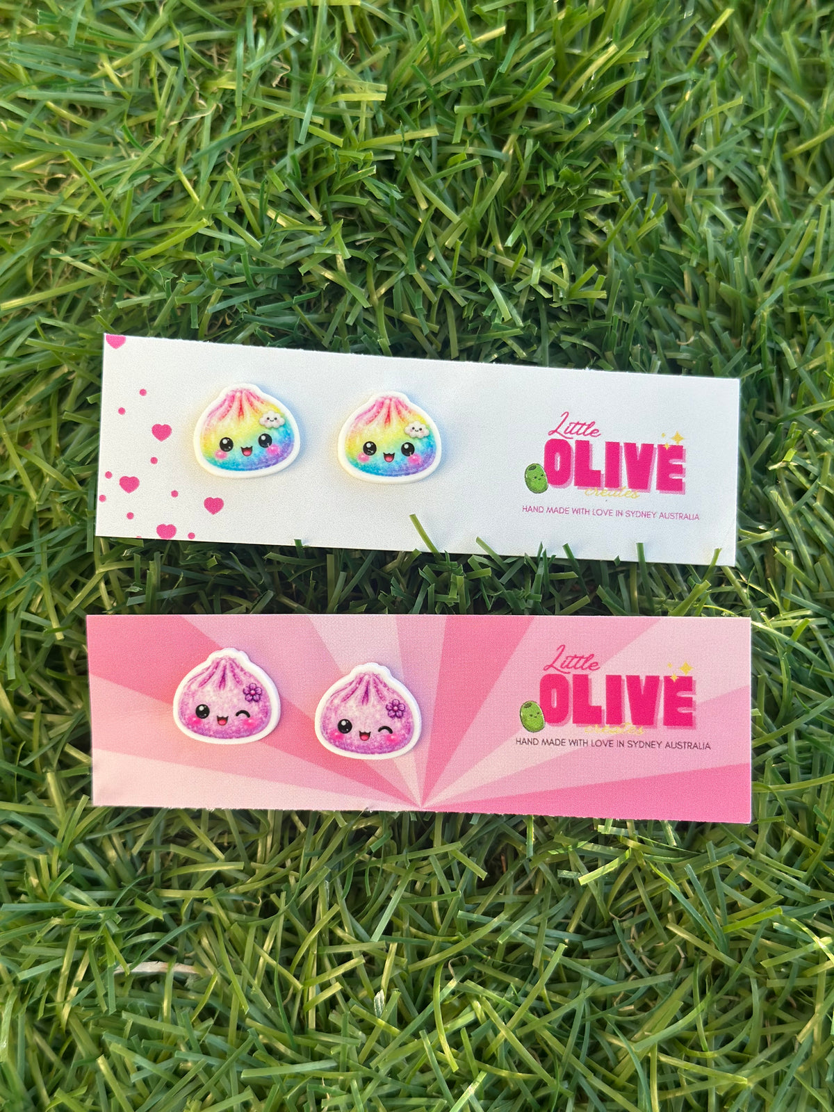 Squishy Dumpling Stud Earrings | Rainbow & Purple | Cute Kawaii Earrings 🥟🌈💜