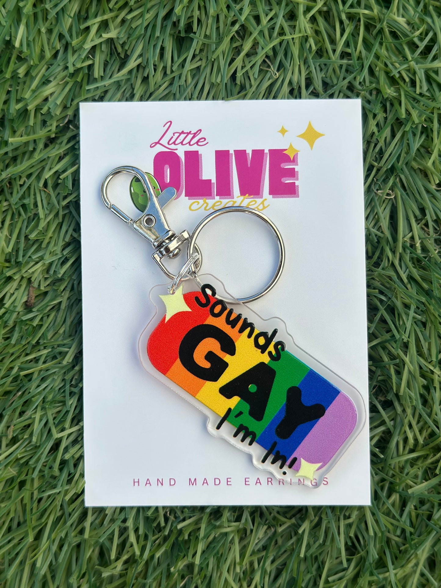 Sounds Gay I’m In Keychain – Funny LGBTQ+ Acrylic Pride Gift | Rainbow Ally Bag Charm