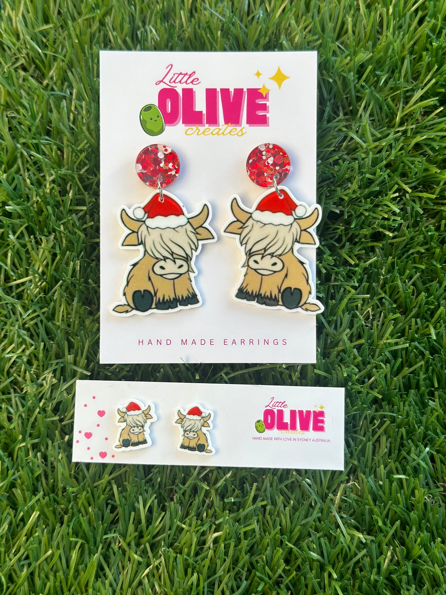 Highland Cow Christmas Dangle & Stud Earrings – Festive Fun! 🎄🐮