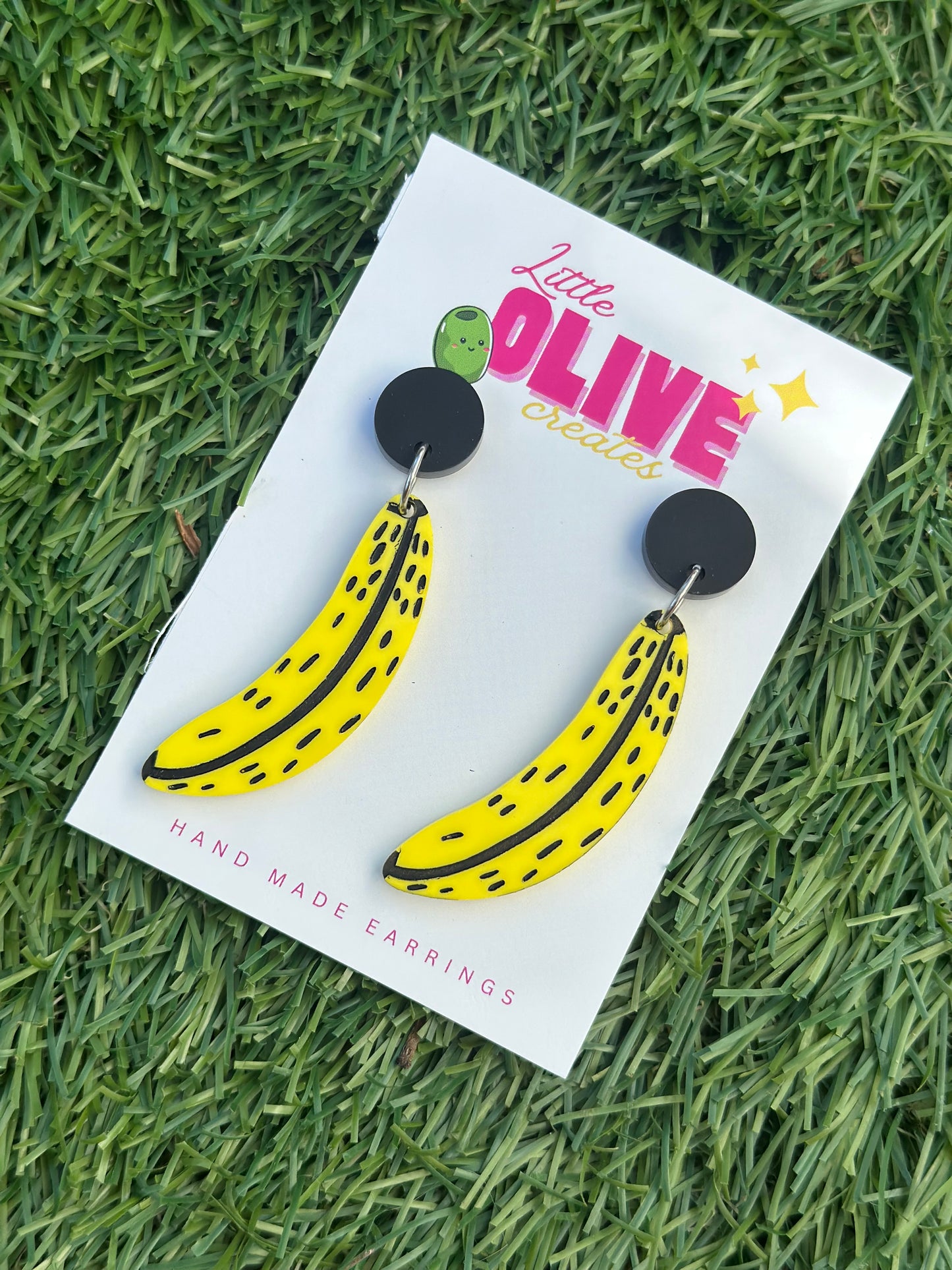 Quirky Banana Earrings β Hand-Painted Fruit Dangle Earrings π Funky Statement Jewelry