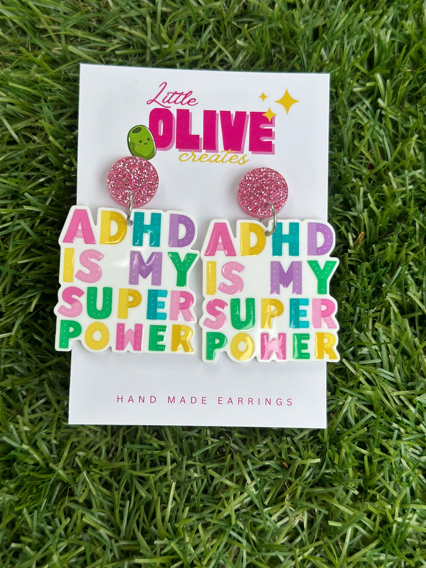 "ADHD is My Superpower" Neurodiversity Awareness Dangle Earrings