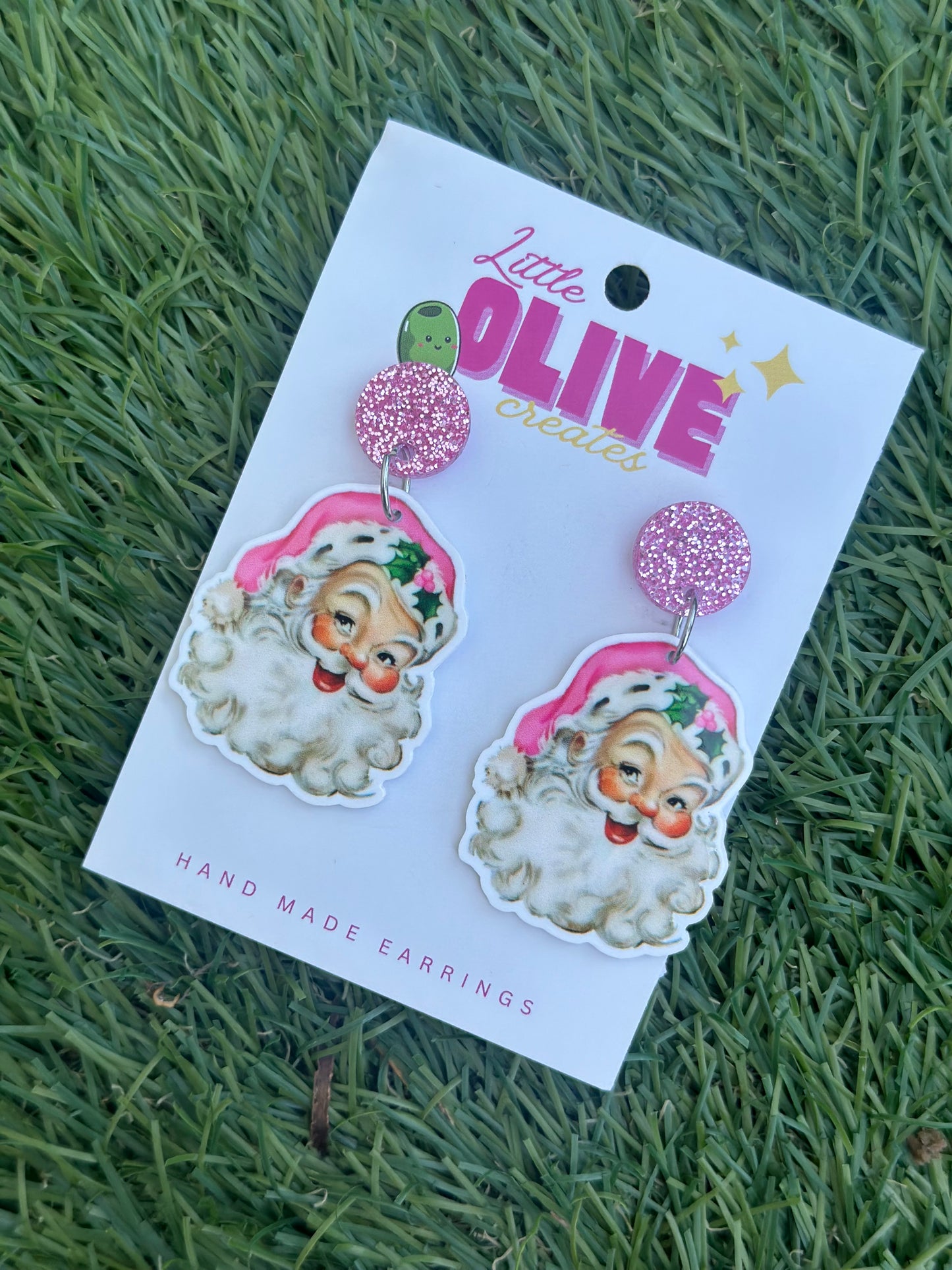 Cute Vintage Pink Santa Dangles