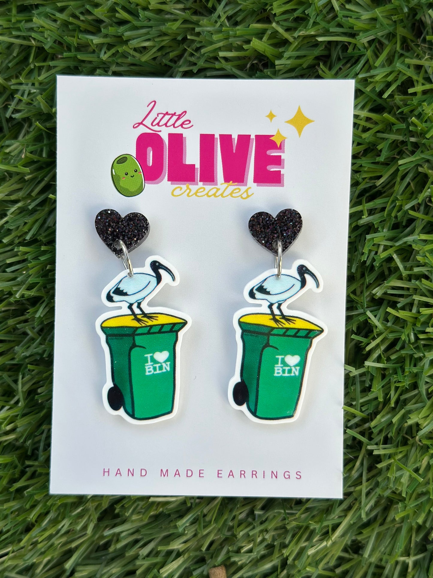 Funny Bin Chicken Dangle Earrings – Aussie Ibis Statement Earrings, Lightweight & Hypoallergenic