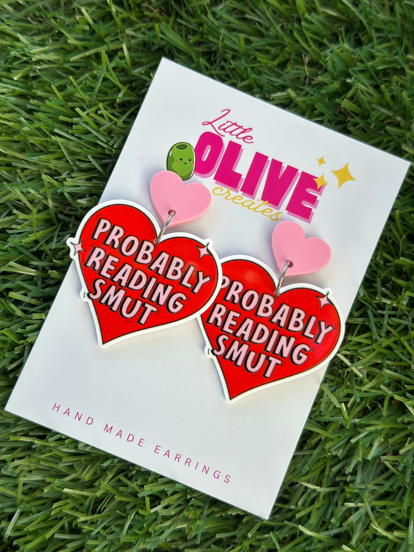 “Probably Reading Smut” Bookish Dangle Earrings – Fun Gift for Romance Readers & Book Lovers