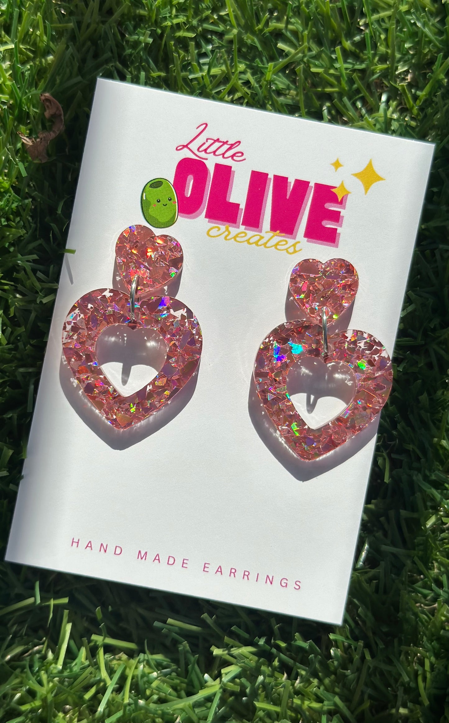Glitter Love Heart Dangle Earrings - Perfect for Valentine’s Day