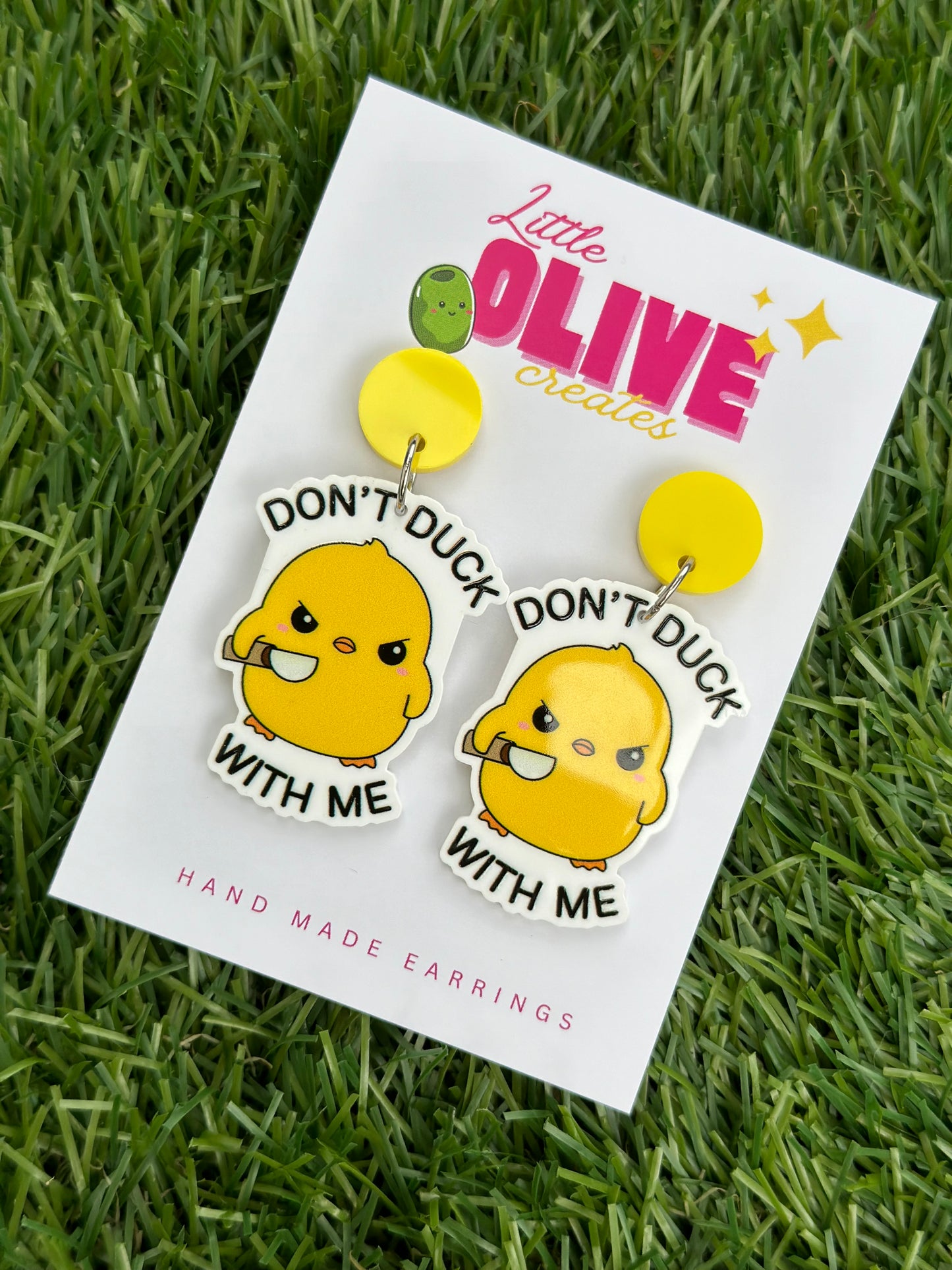 “Don’t Duck with Me” Statement Duck Dangle Earrings