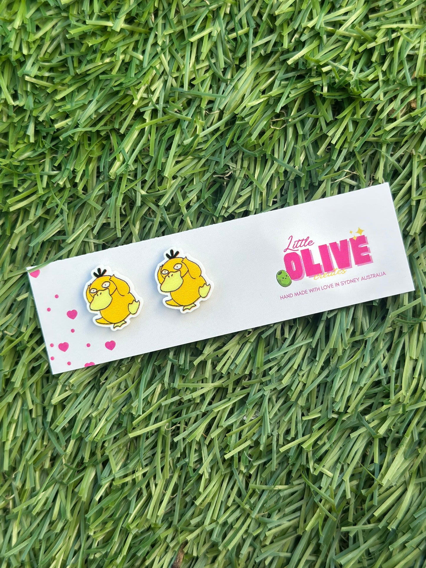 Psyduck Stud Earrings – Cute 15mm Pokémon Earrings for Fans