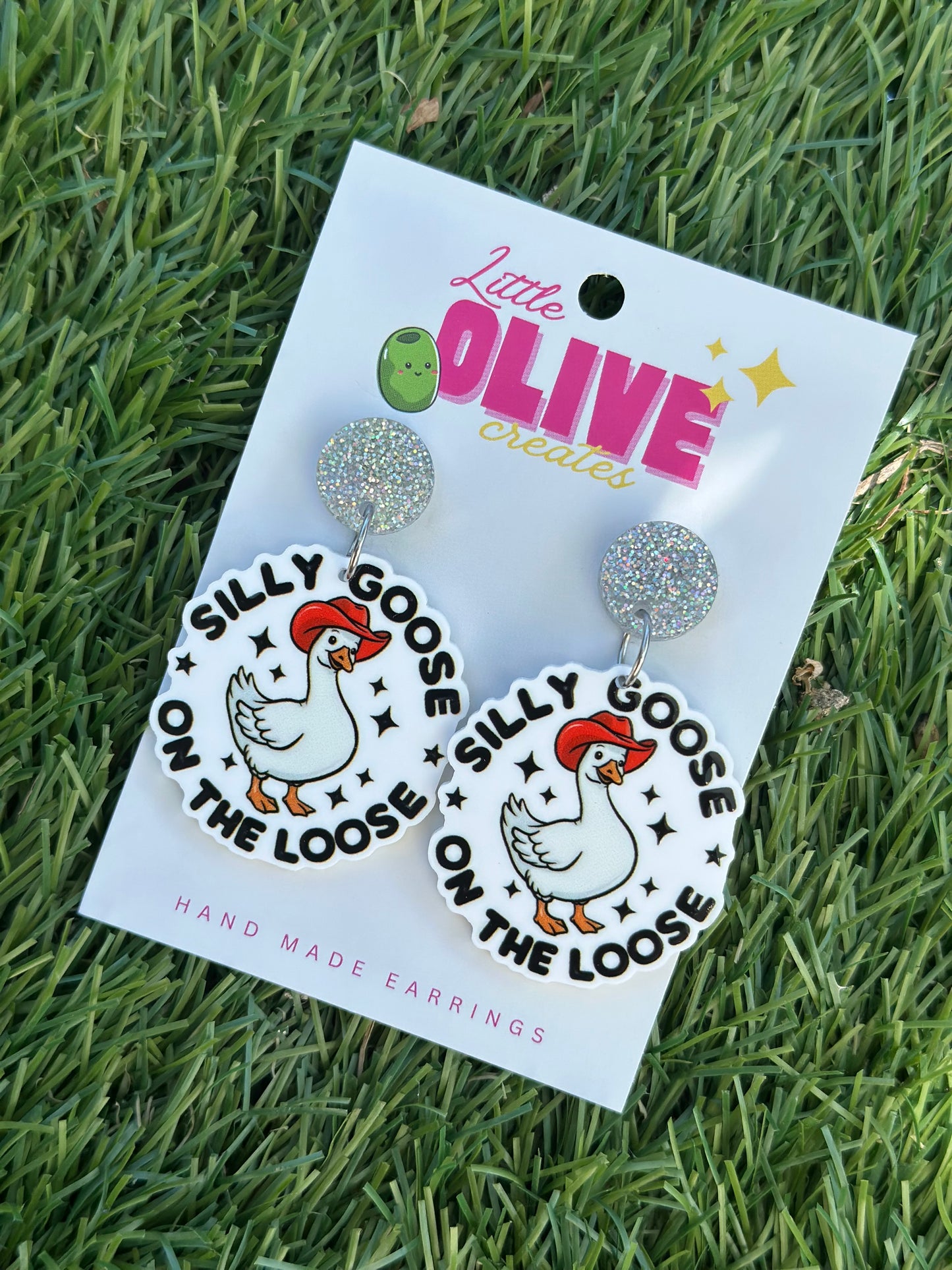 Silly Goose on the Loose Dangle Earrings 🪿💛