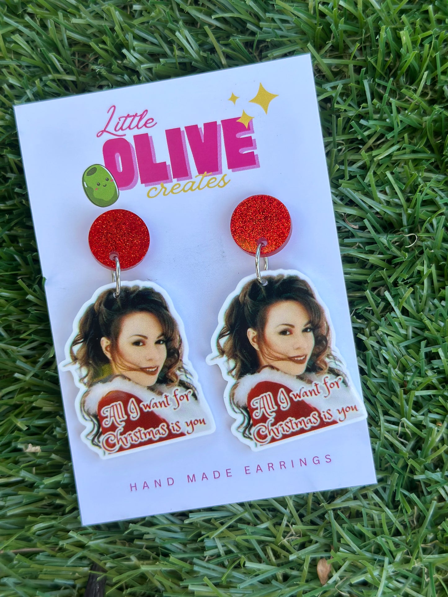 Mariah Carey-Inspired “All I Want For Christmas Is You” Dangle Earrings