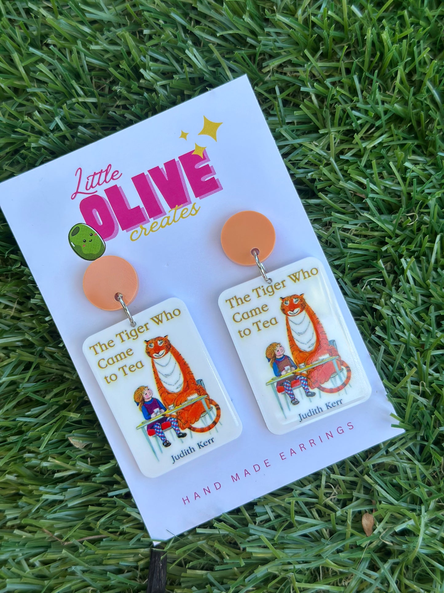 The Tiger That Came to Tea Book Dangle Earrings