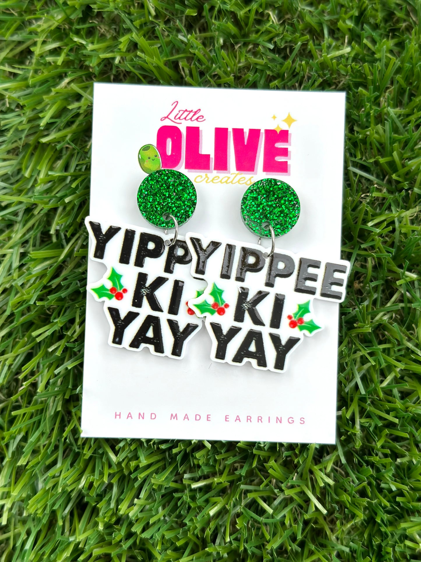 Yippee Ki Yay Die Hard Christmas Earrings - Festive Cheer with a Hint of Action!