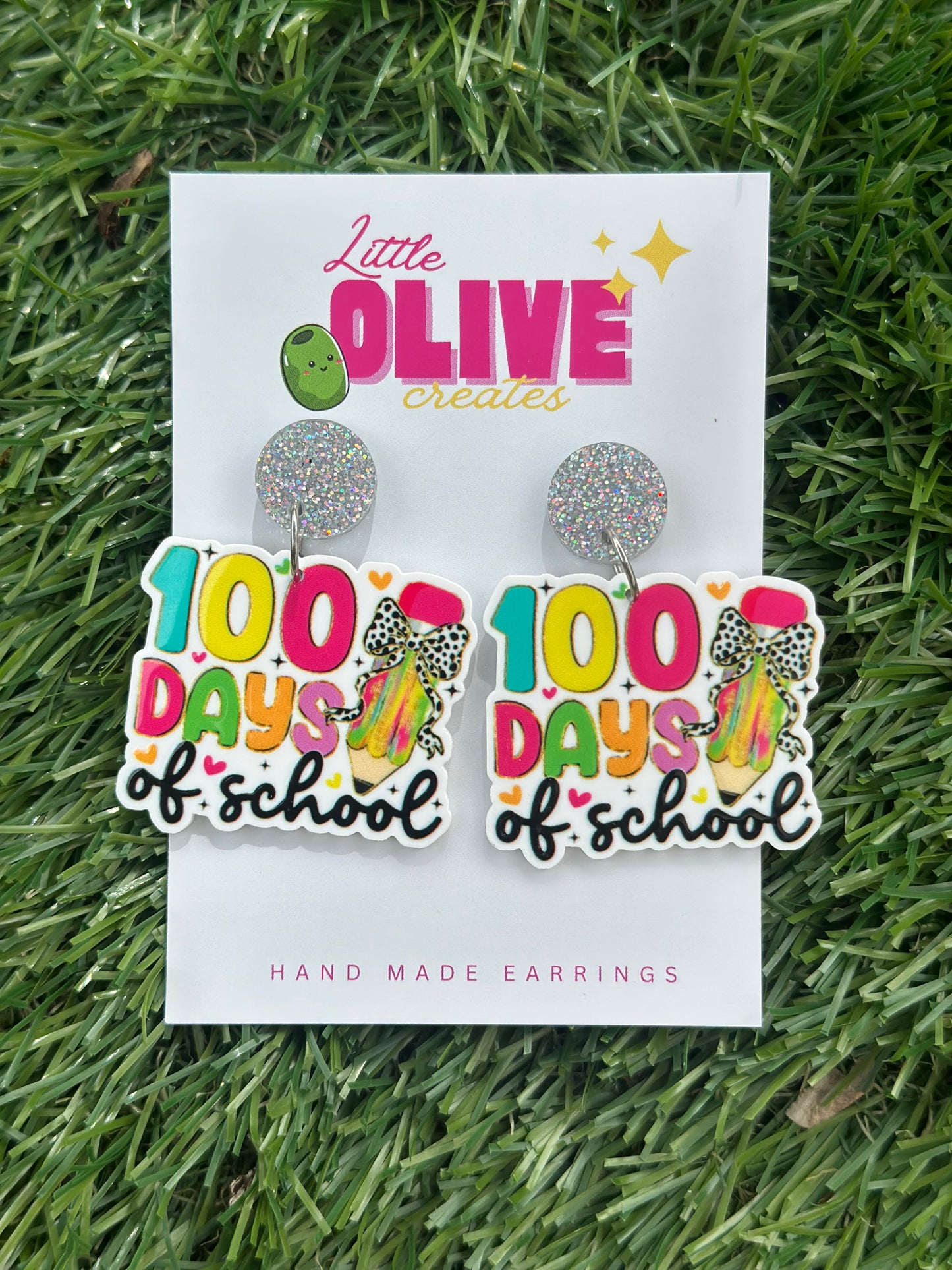 100 Days of School Dangle Earrings