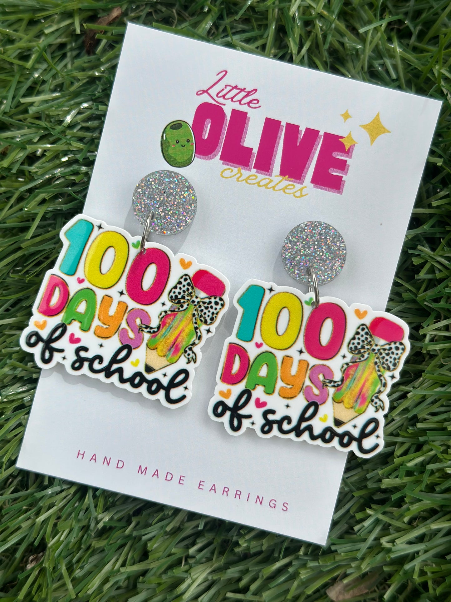 100 Days of School Dangle Earrings