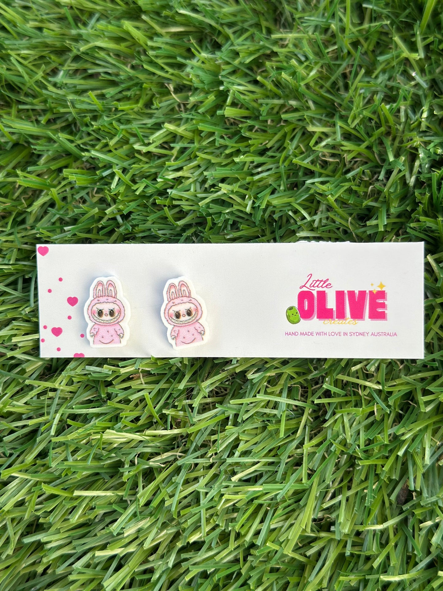 Pink Labubu Doll Dangle or Stud Earrings