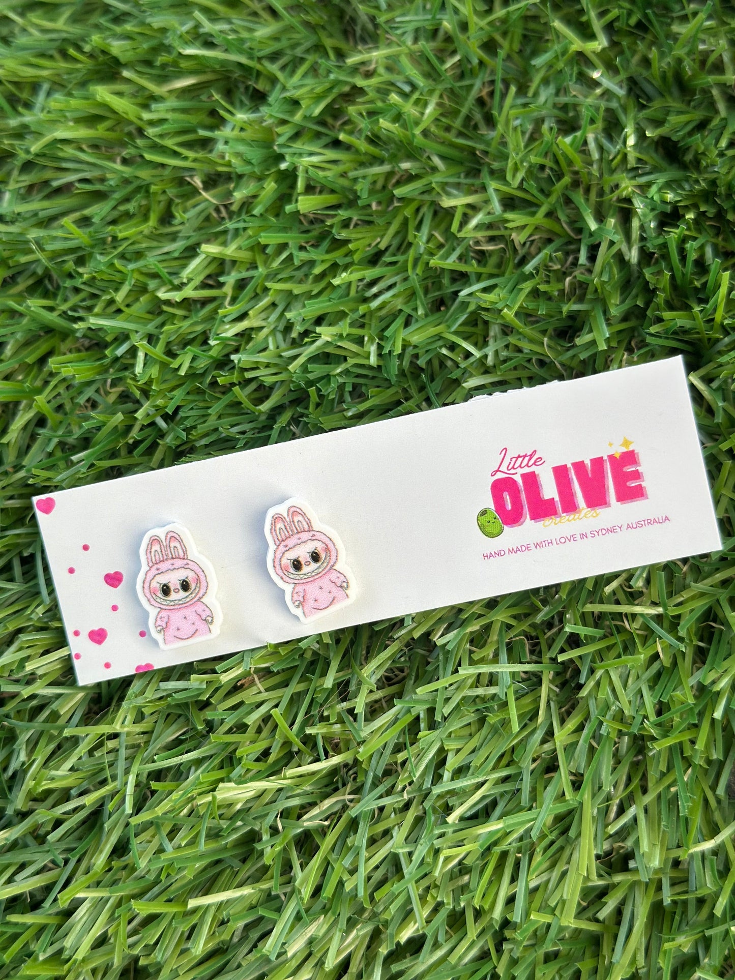 Pink Labubu Doll Dangle or Stud Earrings