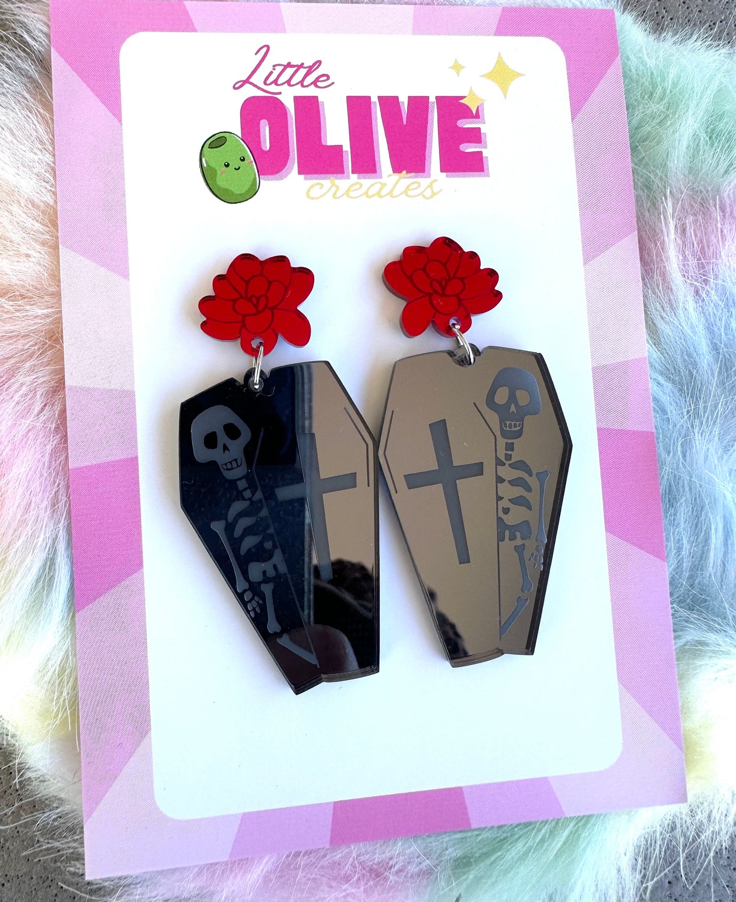 Halloween Coffin Dangle Earrings - Spooky Glamour for Your Look