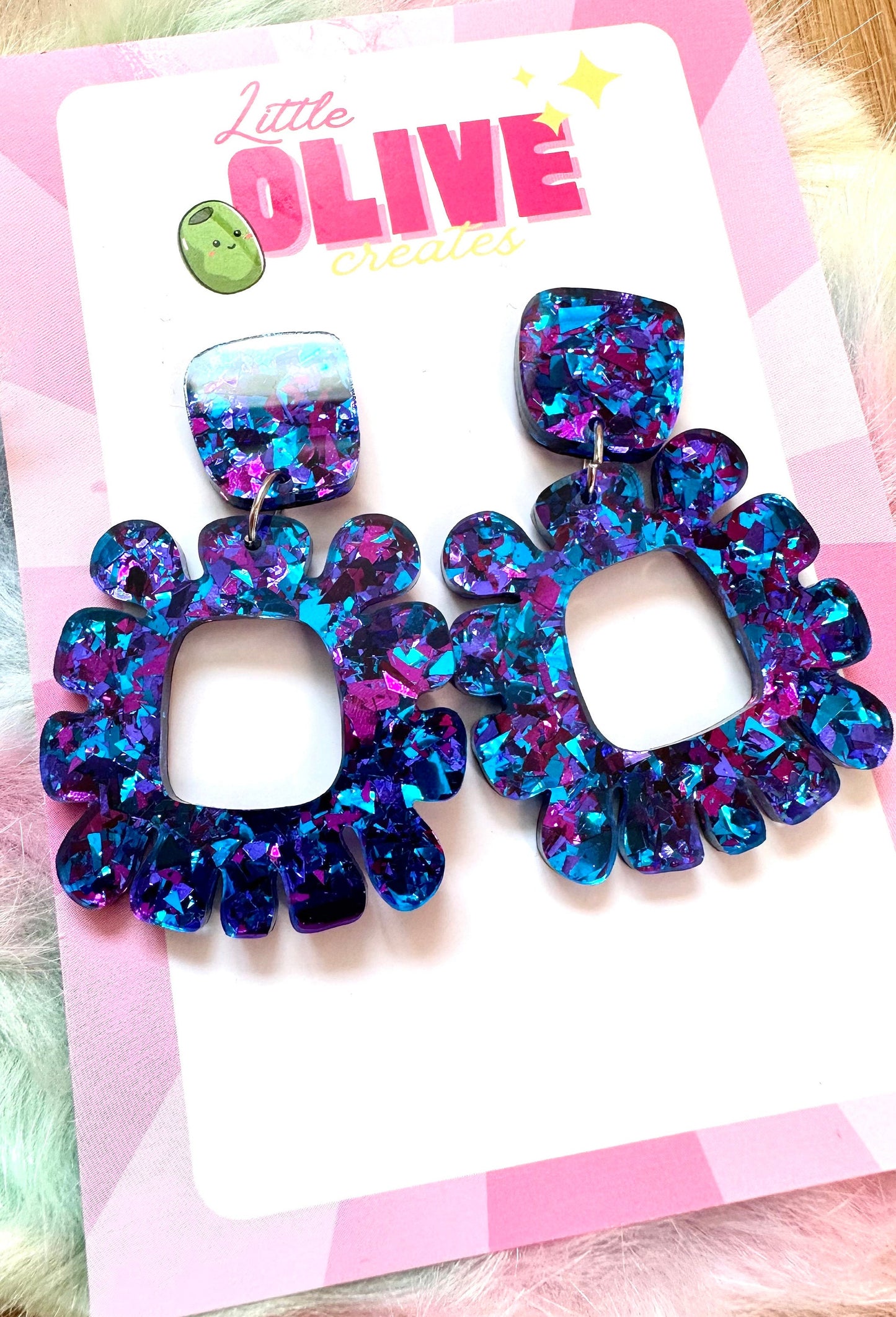 Premium Glitz Glitter Statement Earrings - Three Vibrant Colors
