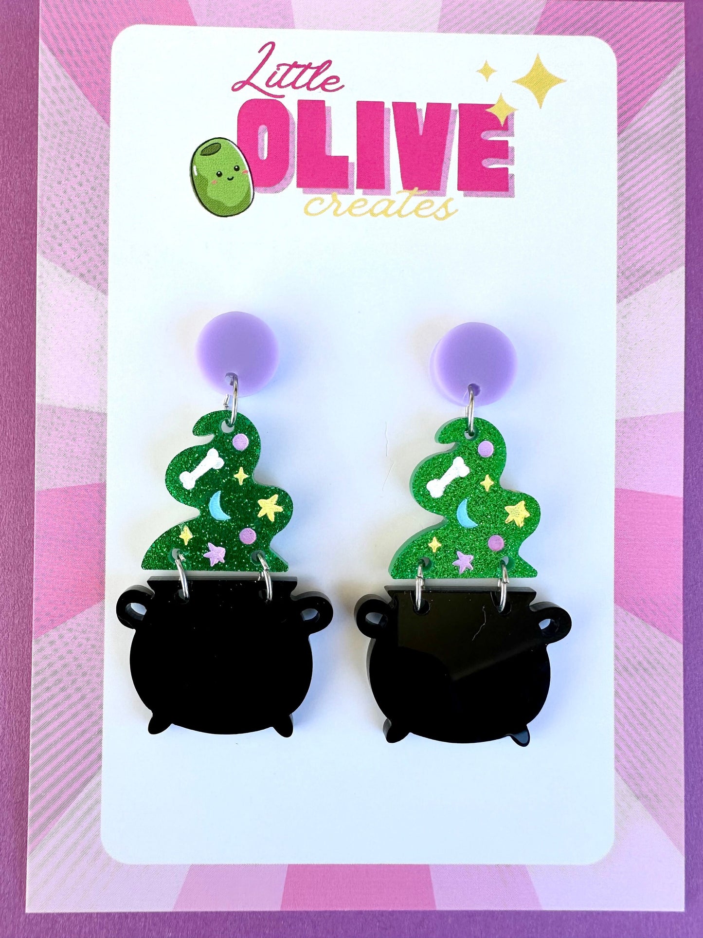 Mystical Witch's Cauldron Dangle Earrings for Spooky Halloween Style!