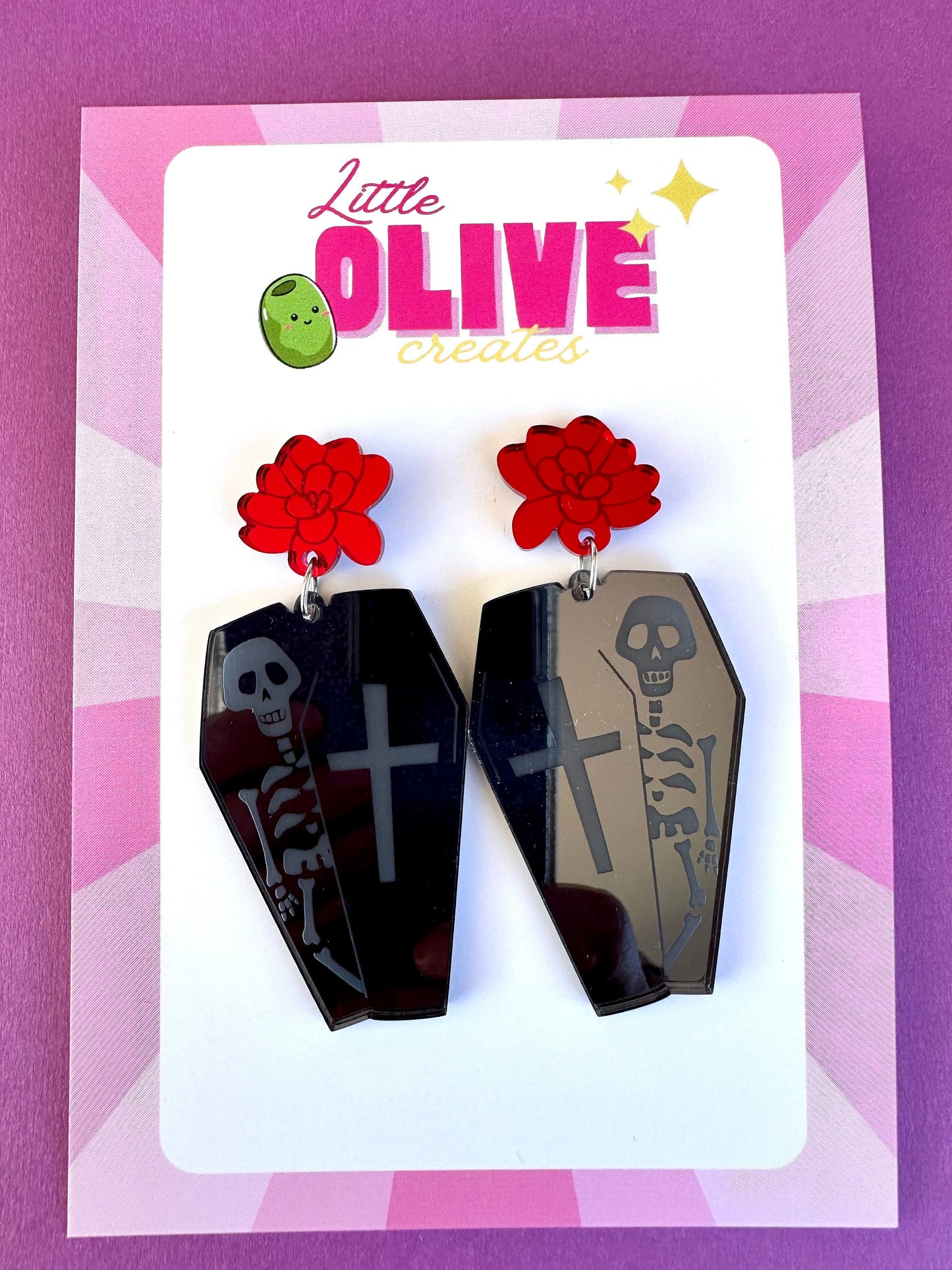 Halloween Coffin Dangle Earrings - Spooky Glamour for Your Look