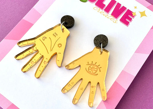 Mystical Tarot Hand Dangle Earrings for Spooky Halloween Style!