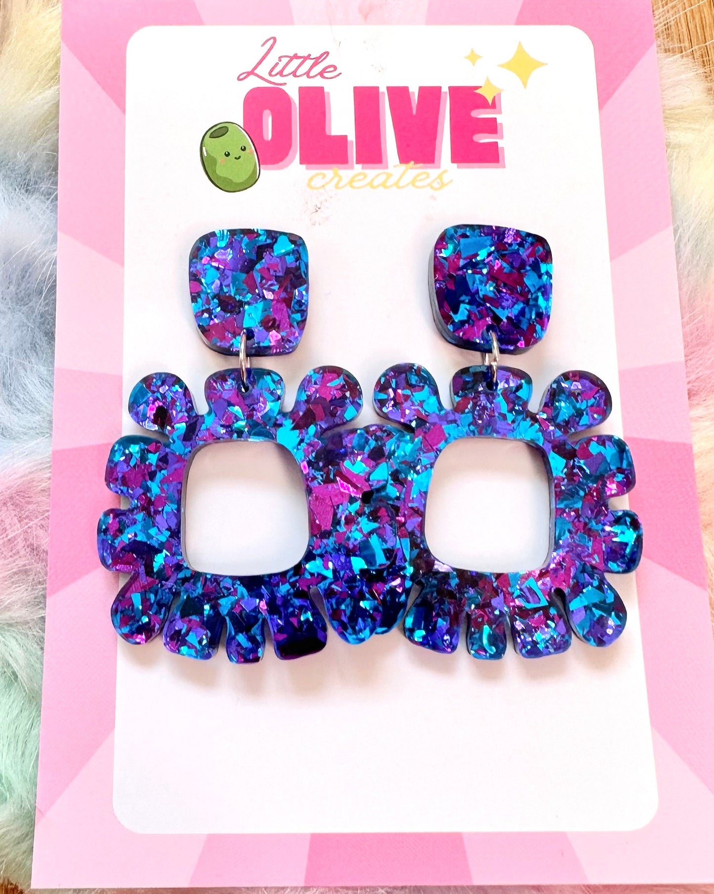 Premium Glitz Glitter Statement Earrings - Three Vibrant Colors