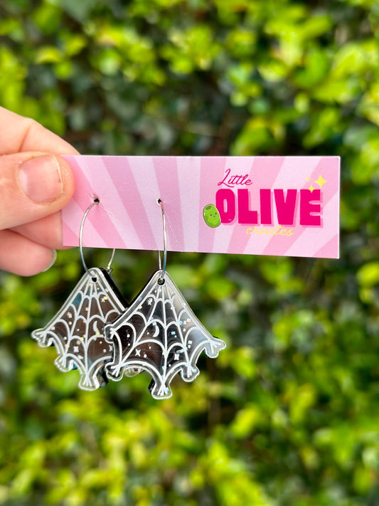 Double-Layered Spider Web Cobweb Dangle Earrings for Spooky Halloween Style