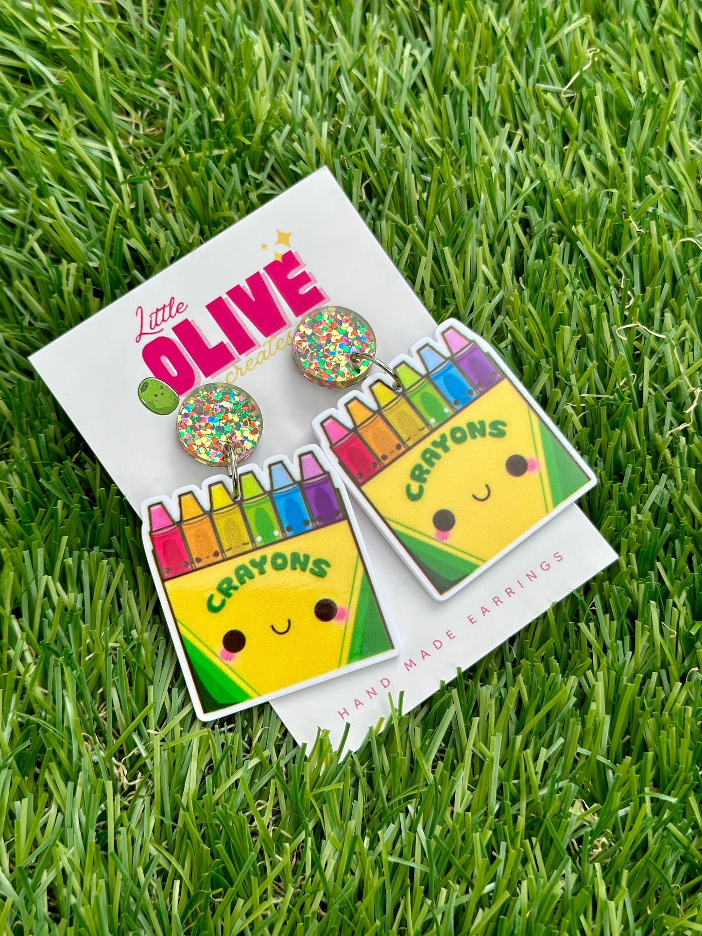 Crayon Box Teacher Dangle Earrings - Creative Tribute