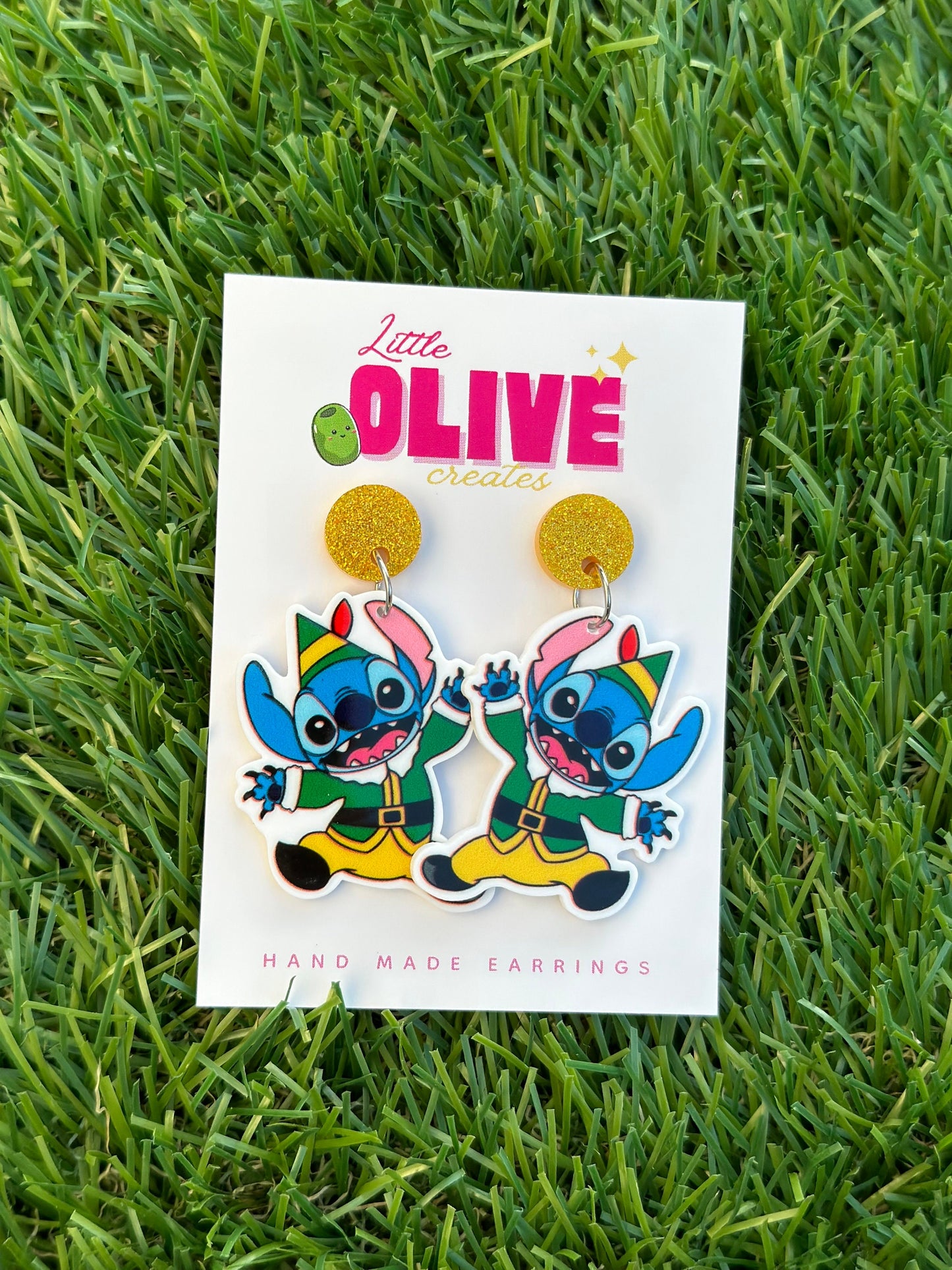 Festive Stitch Elf or Santa Earrings for the Holidays