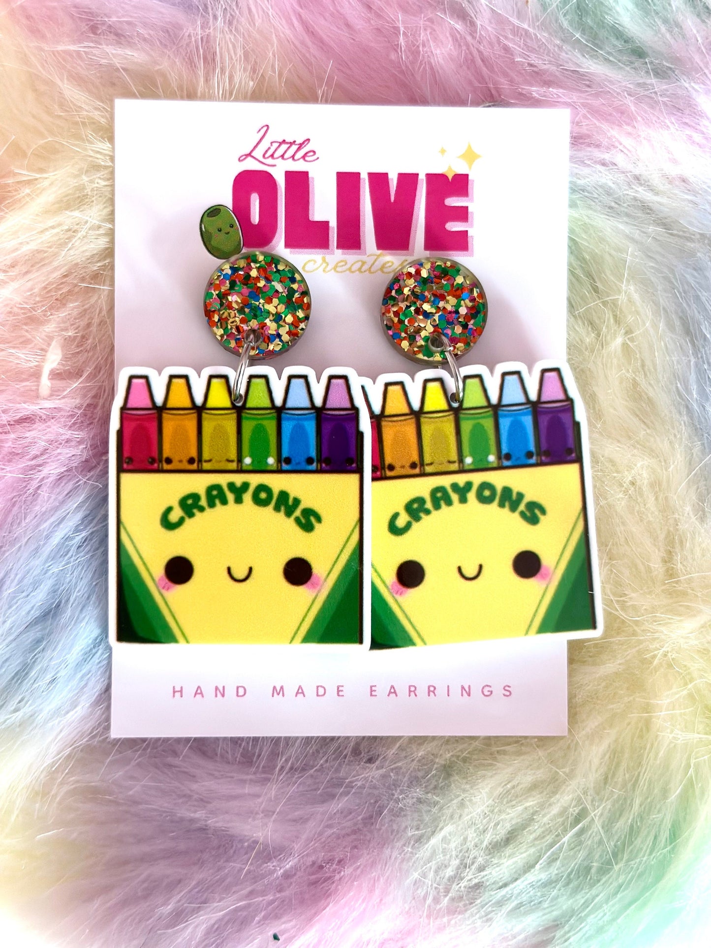 Crayon Box Teacher Dangle Earrings - Creative Tribute