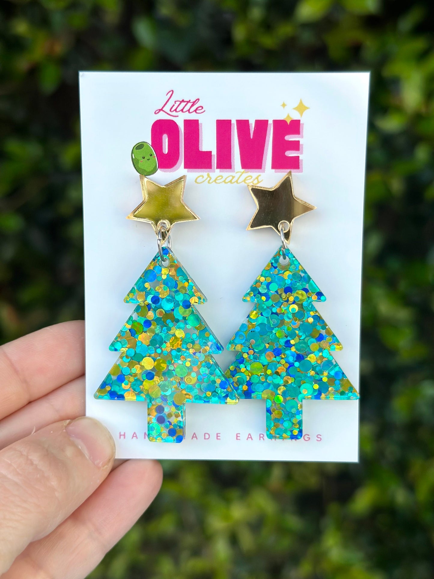 Gorgeous Glitzy Glitter Christmas Tree Dangle Earrings - Festive Variety Pack