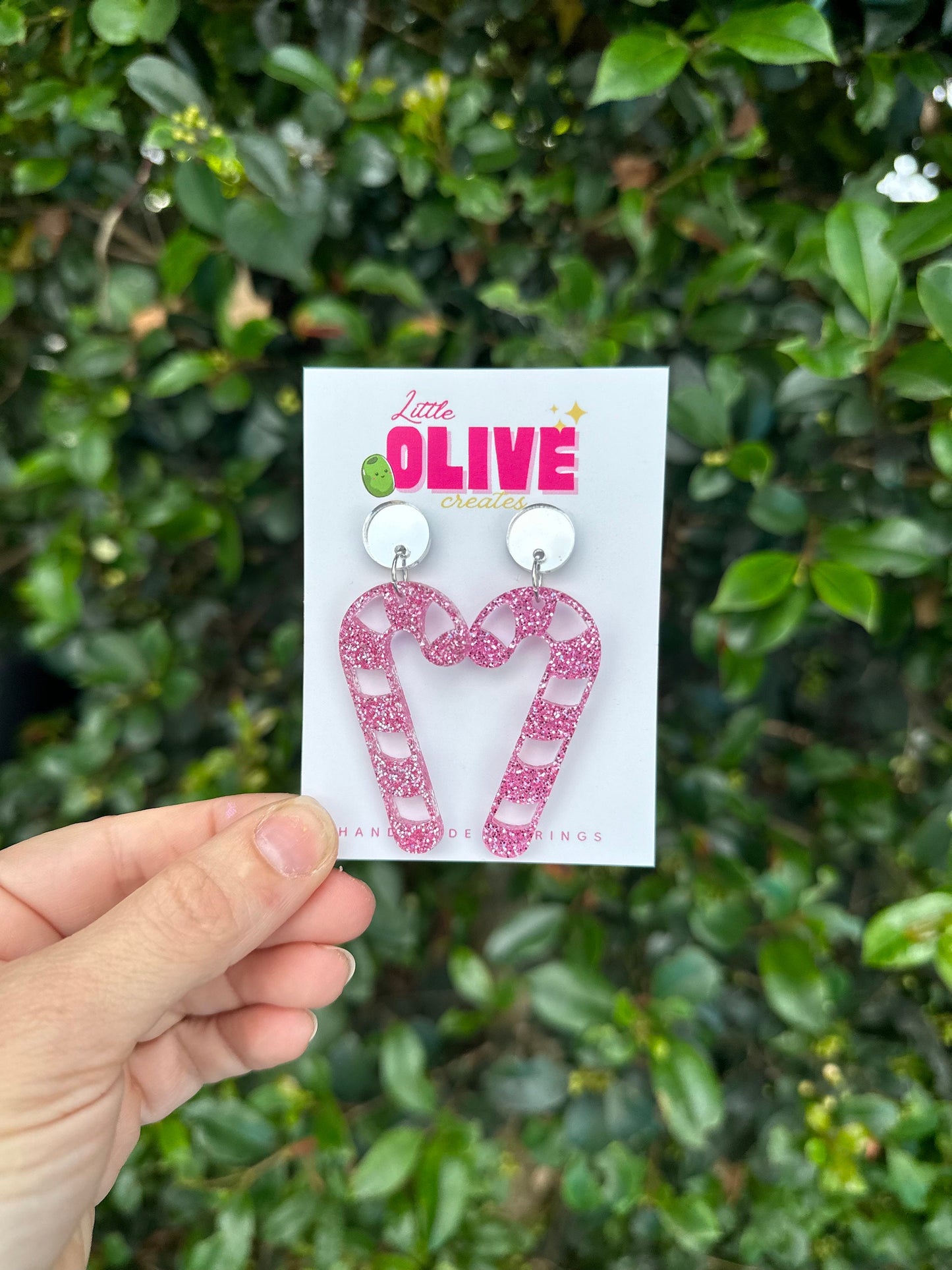 Cute Glitter Candy Cane Dangle Earrings - Choose Your Festive Flavour