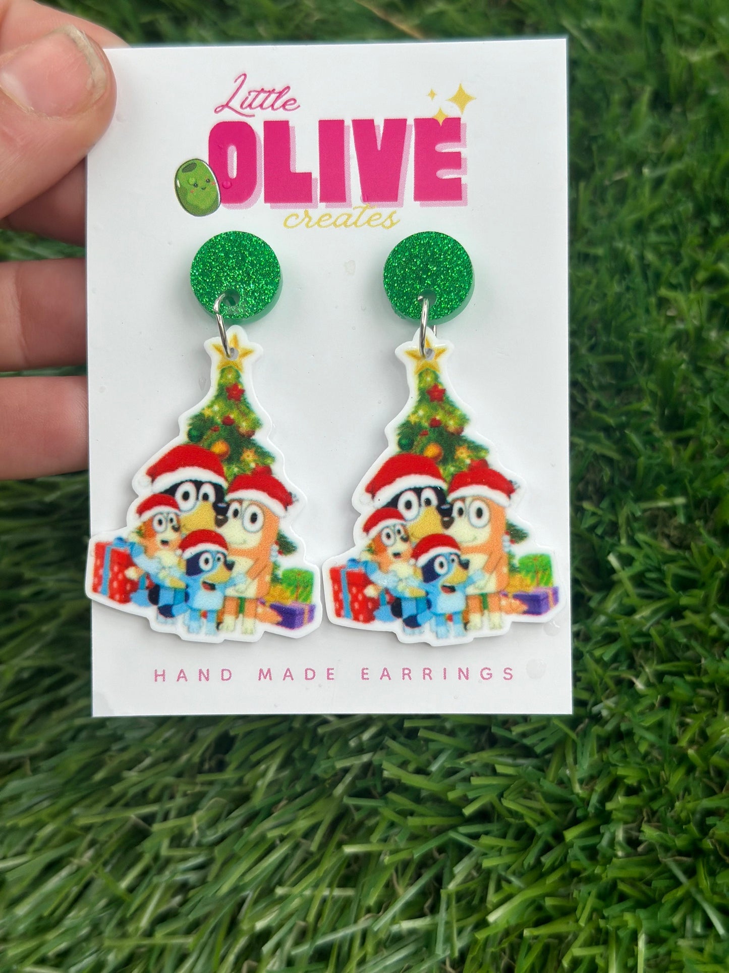 Cute Bluey Christmas Earrings - the whole Heeler gang!