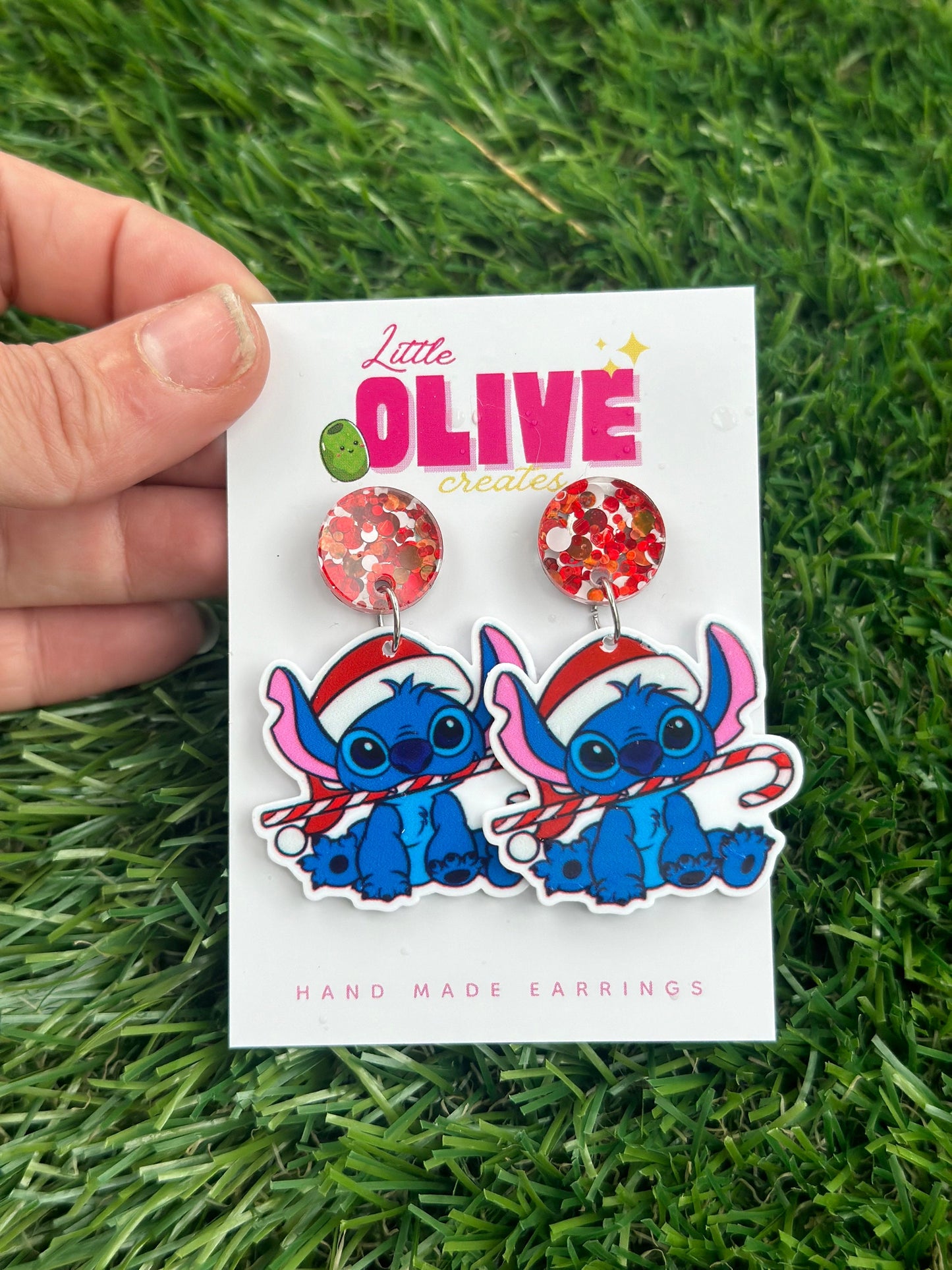 Cute Stitch Christmas Candy Cane Earrings - Magic for the Holidays