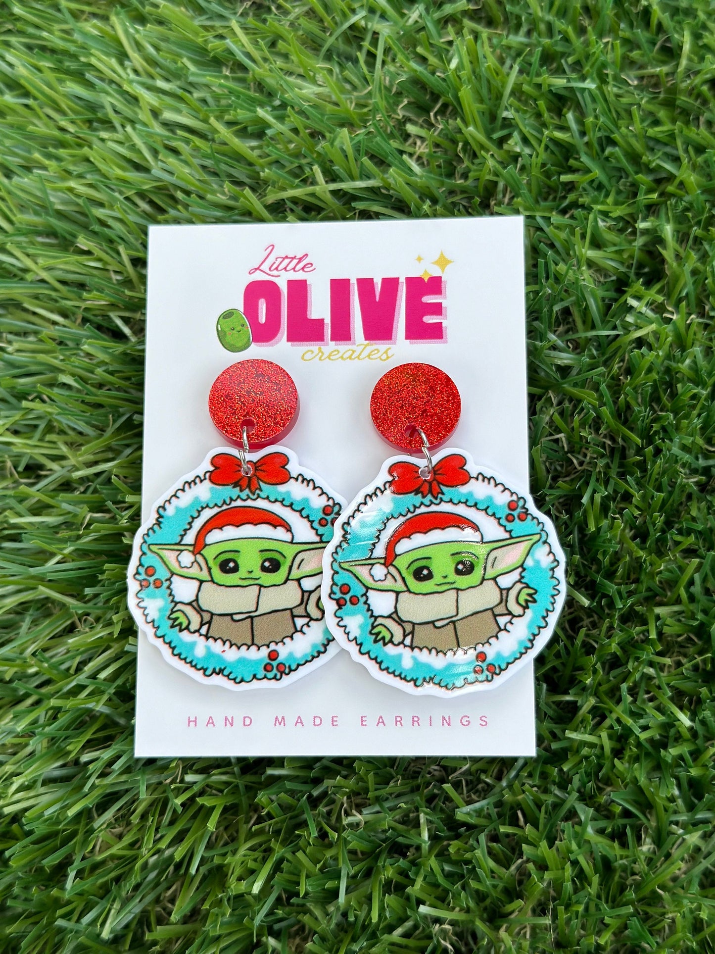 Adorable Grogu Christmas Earrings - Festive Joy