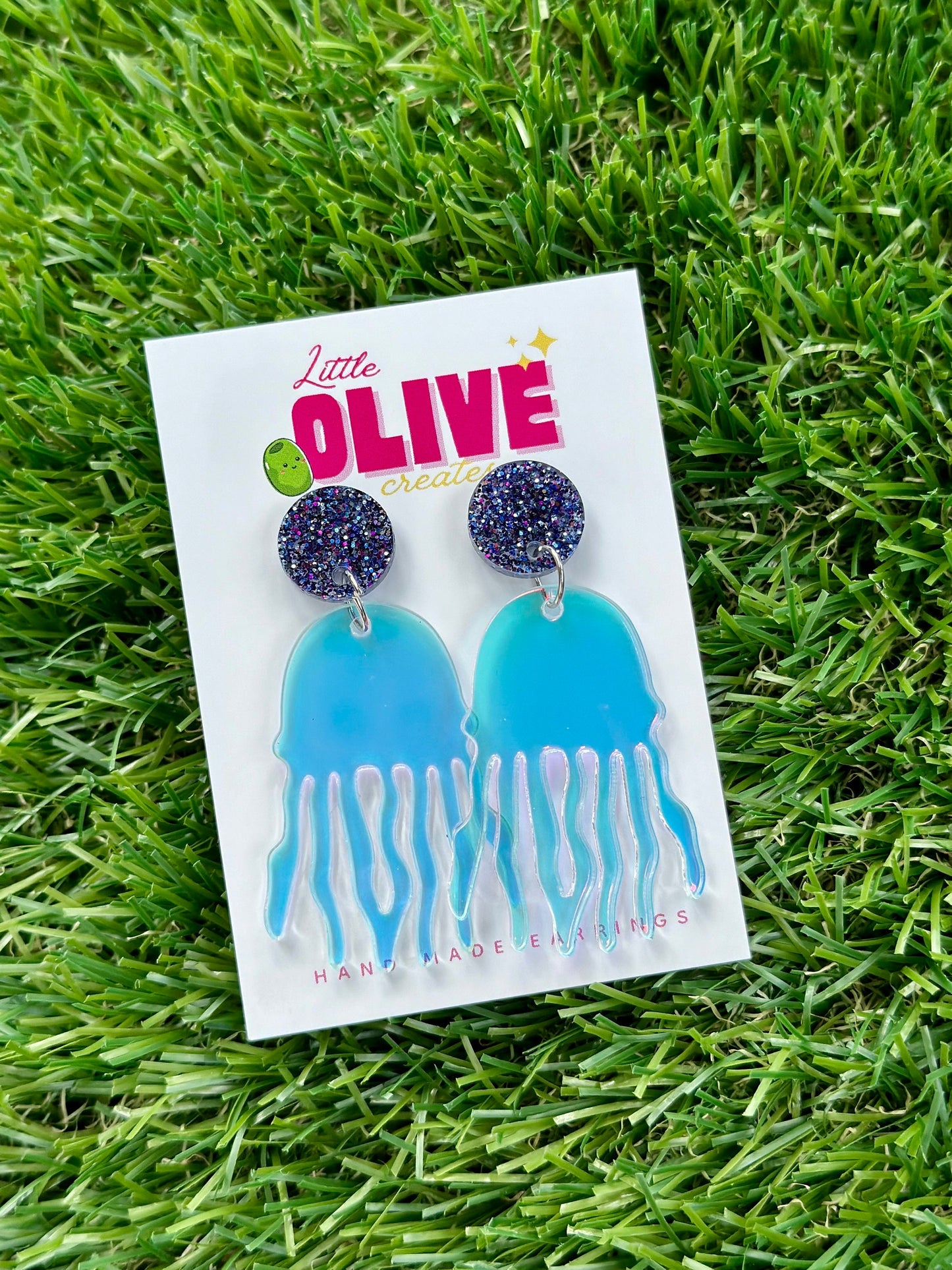 Gorgeous Iridescent Retro Jellyfish Earrings - Dazzling Drop Dangles