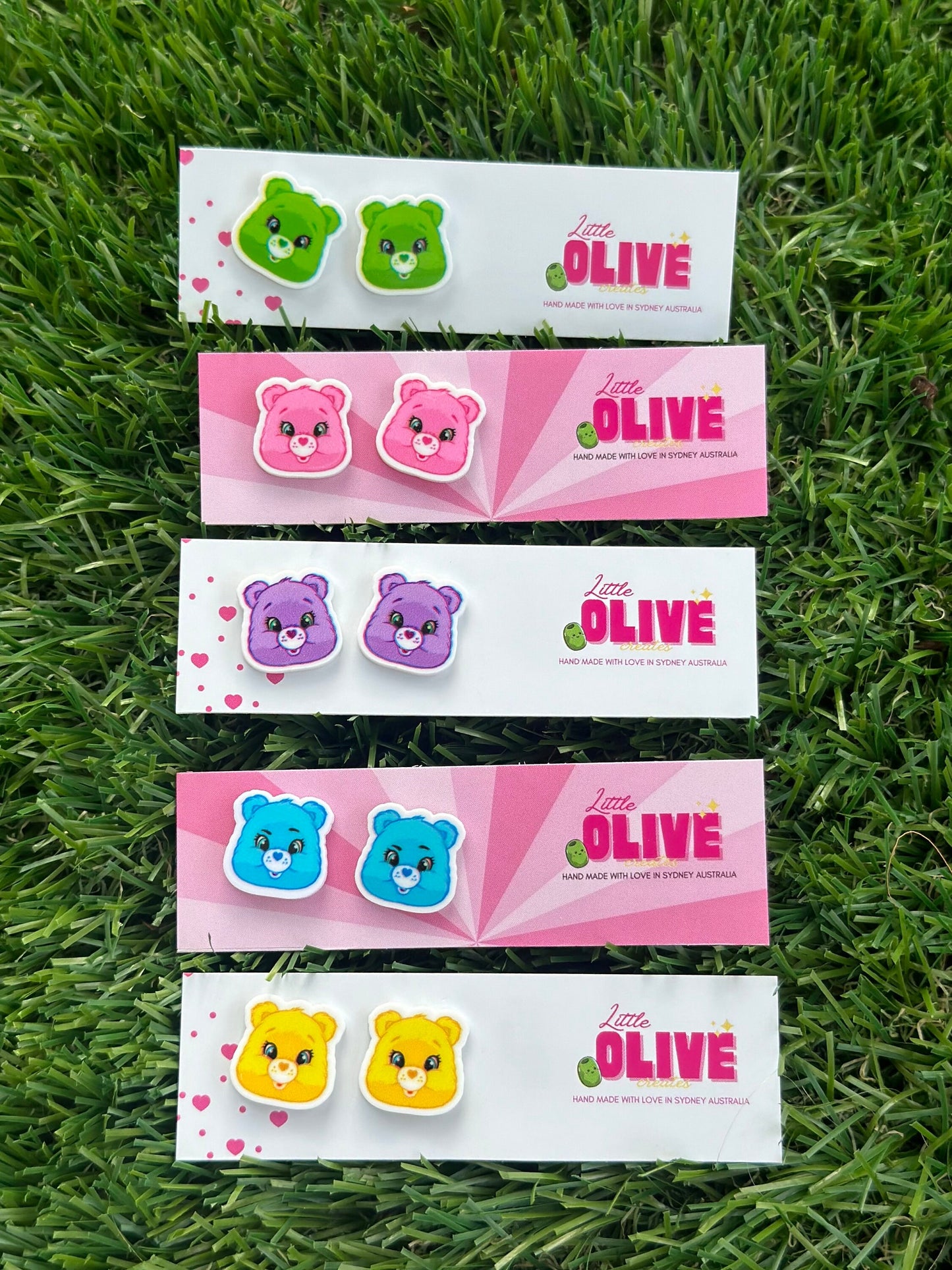 Whimsical Care Bear Stud Earrings-Choose from 5 Different Colours!