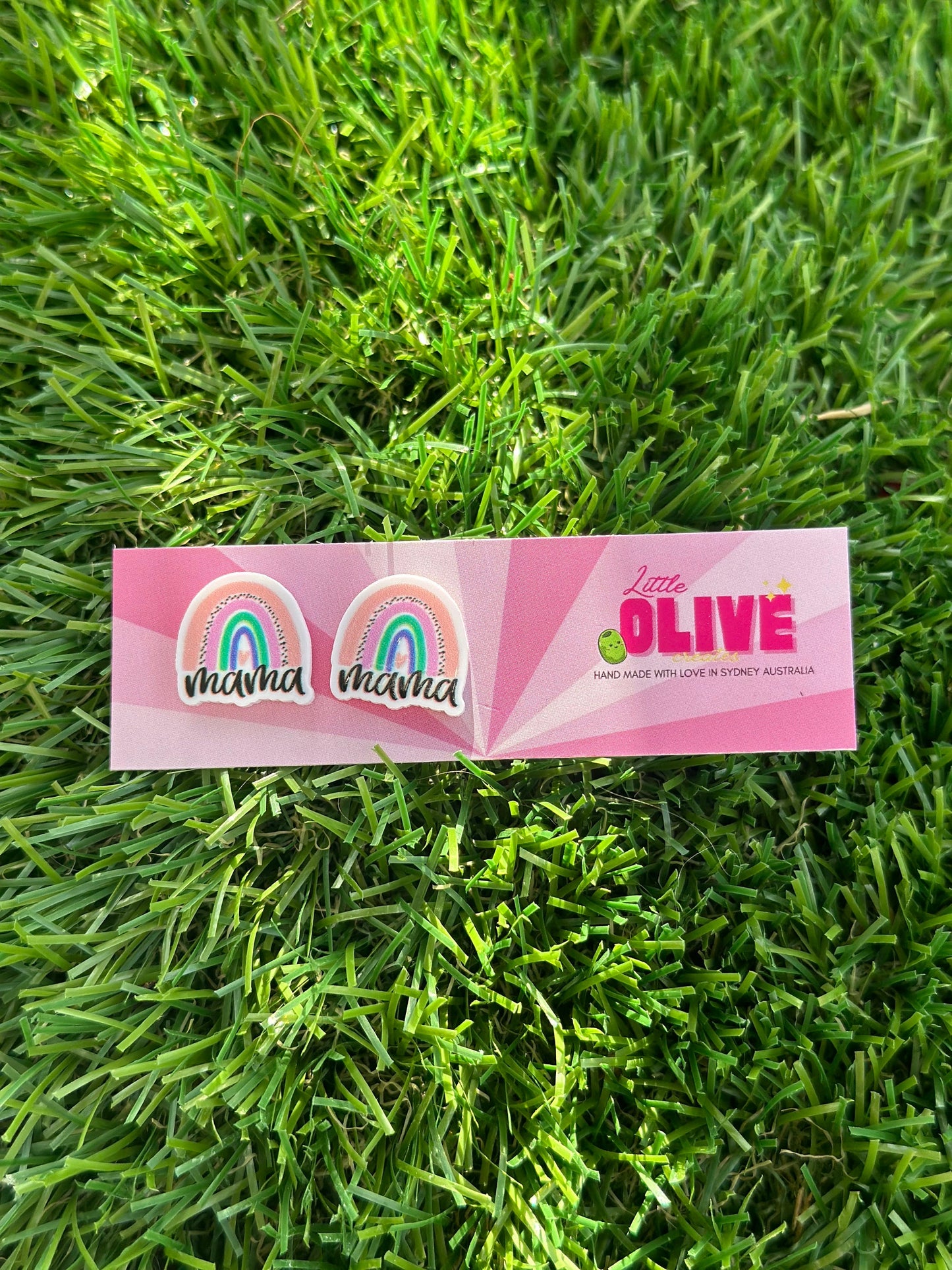 Radiant Rainbow 'Mama' Stud Earrings: Celebrate Motherhood in Style!