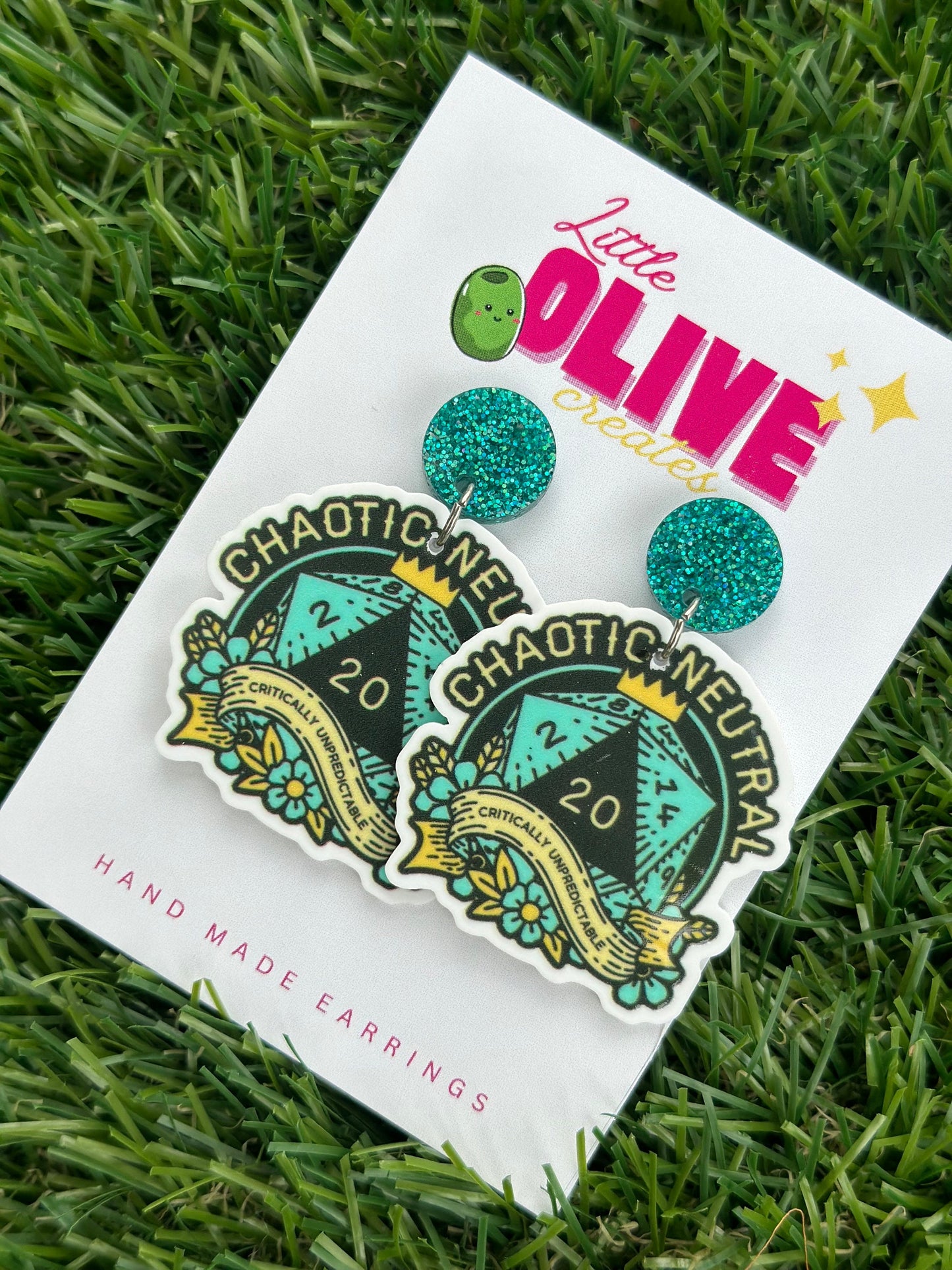 Enchanting Dungeons and Dragons 'Chaotic Neutral' Dangle Earrings