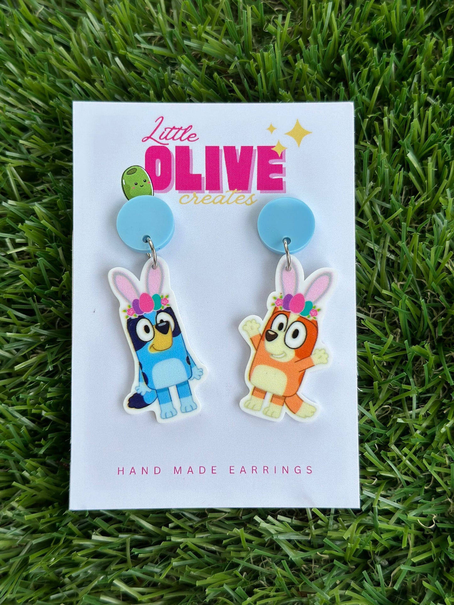 Bluey and Bingo Easter Delight Drop Dangle Earrings