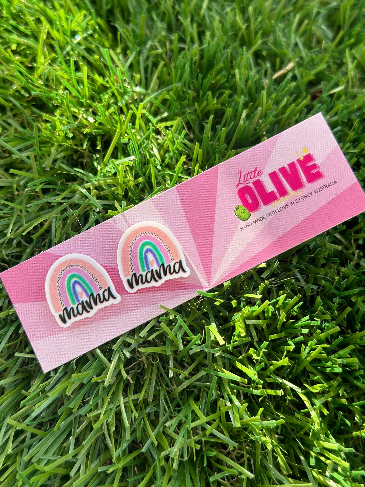 Radiant Rainbow 'Mama' Stud Earrings: Celebrate Motherhood in Style!