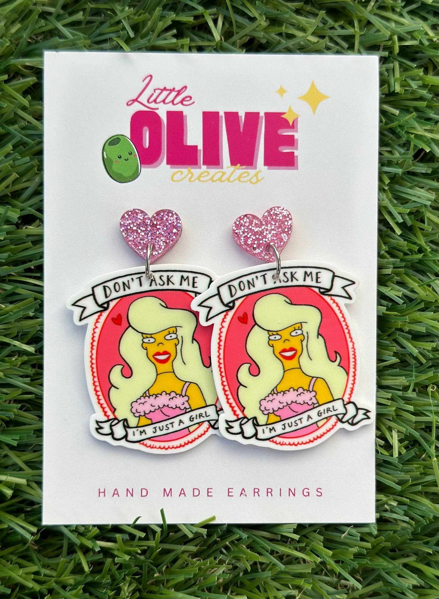 Quirky Malibu Stacey 'Don’t Ask Me, I’m Just a Girl' Earrings