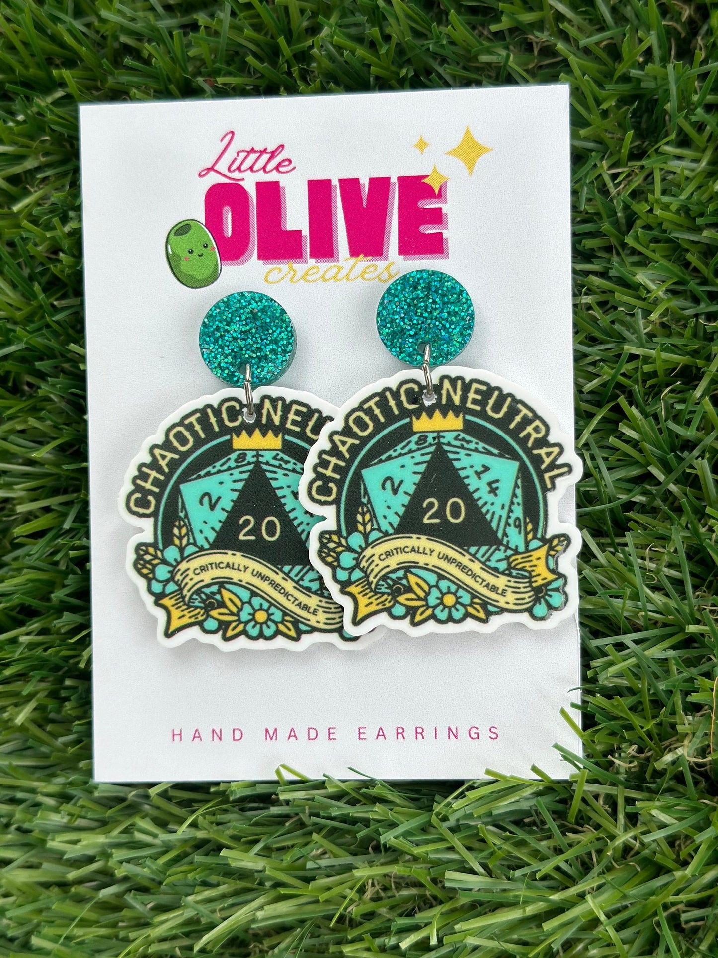 Enchanting Dungeons and Dragons 'Chaotic Neutral' Dangle Earrings