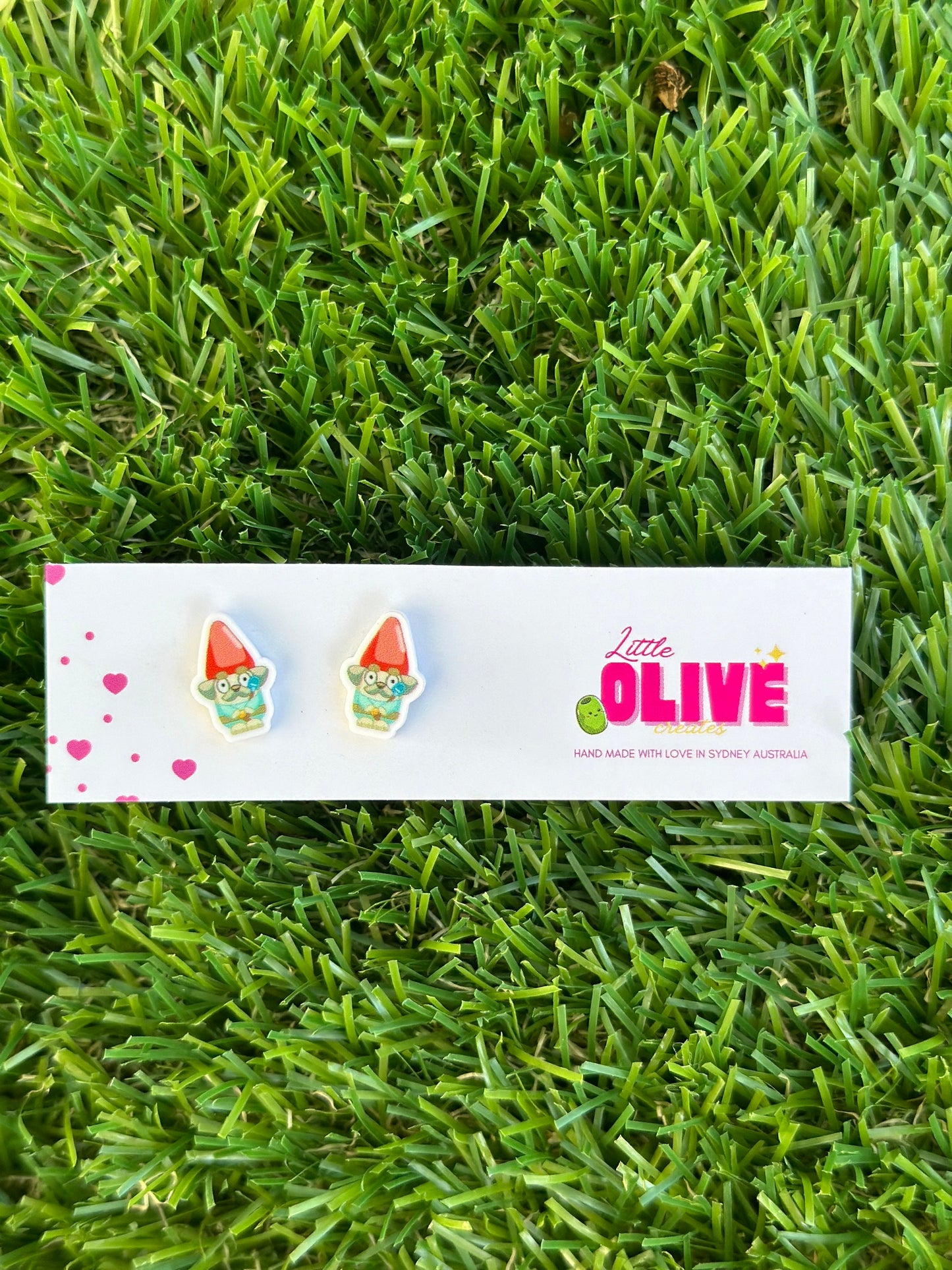 Bluey Hecuba Gnome Stud Earrings: Tiny Guardians of Style! Available in dangles and studs!