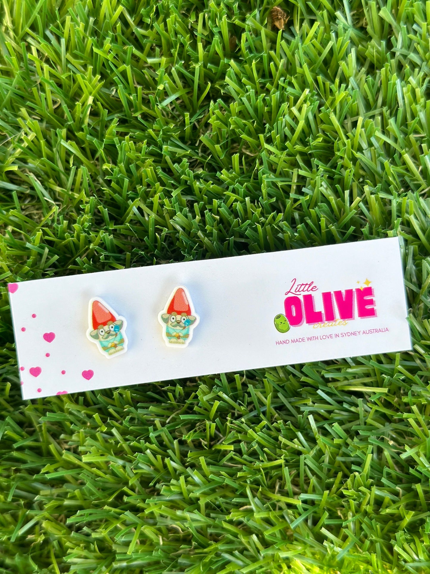 Bluey Hecuba Gnome Stud Earrings: Tiny Guardians of Style! Available in dangles and studs!