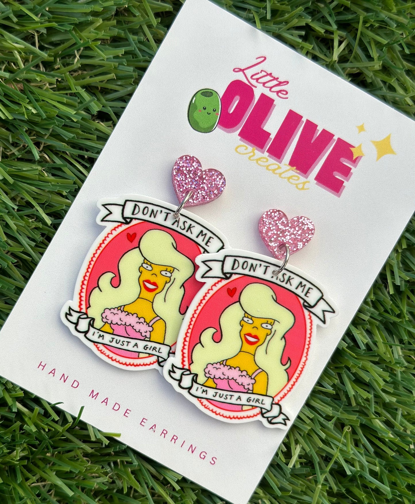 Quirky Malibu Stacey 'Don’t Ask Me, I’m Just a Girl' Earrings