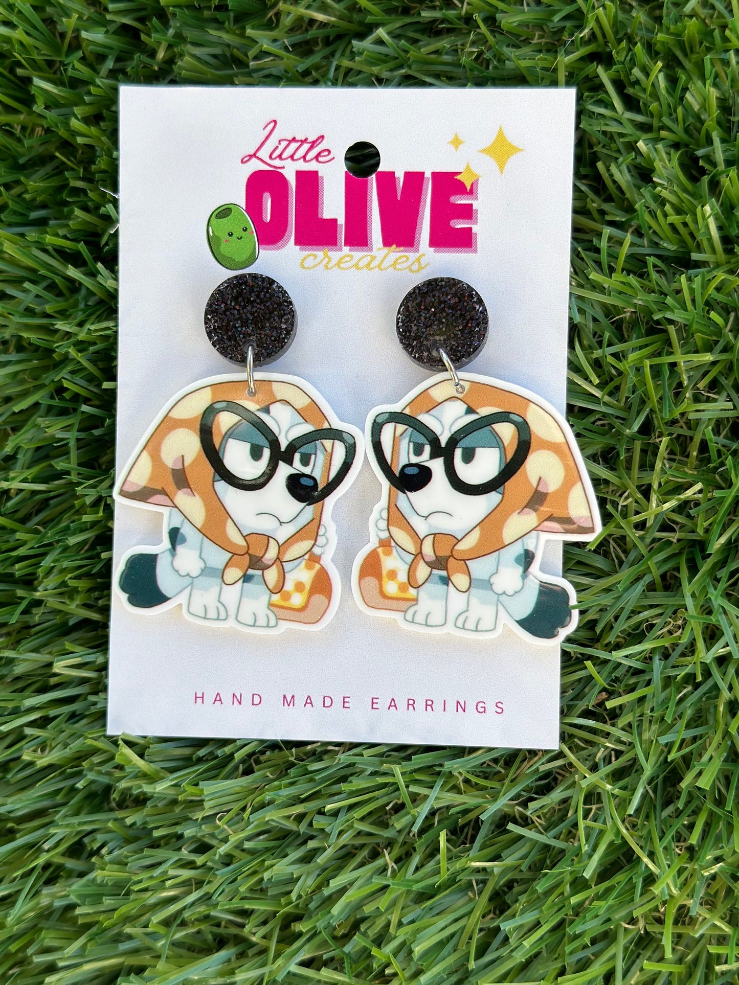 Bluey-Inspired Muffin the Grouchy Granny Earrings