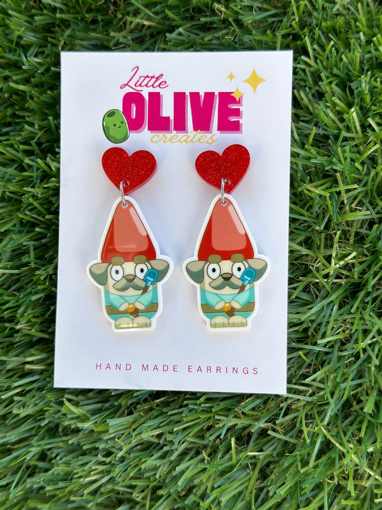 Bluey Hecuba Gnome Stud Earrings: Tiny Guardians of Style! Available in dangles and studs!