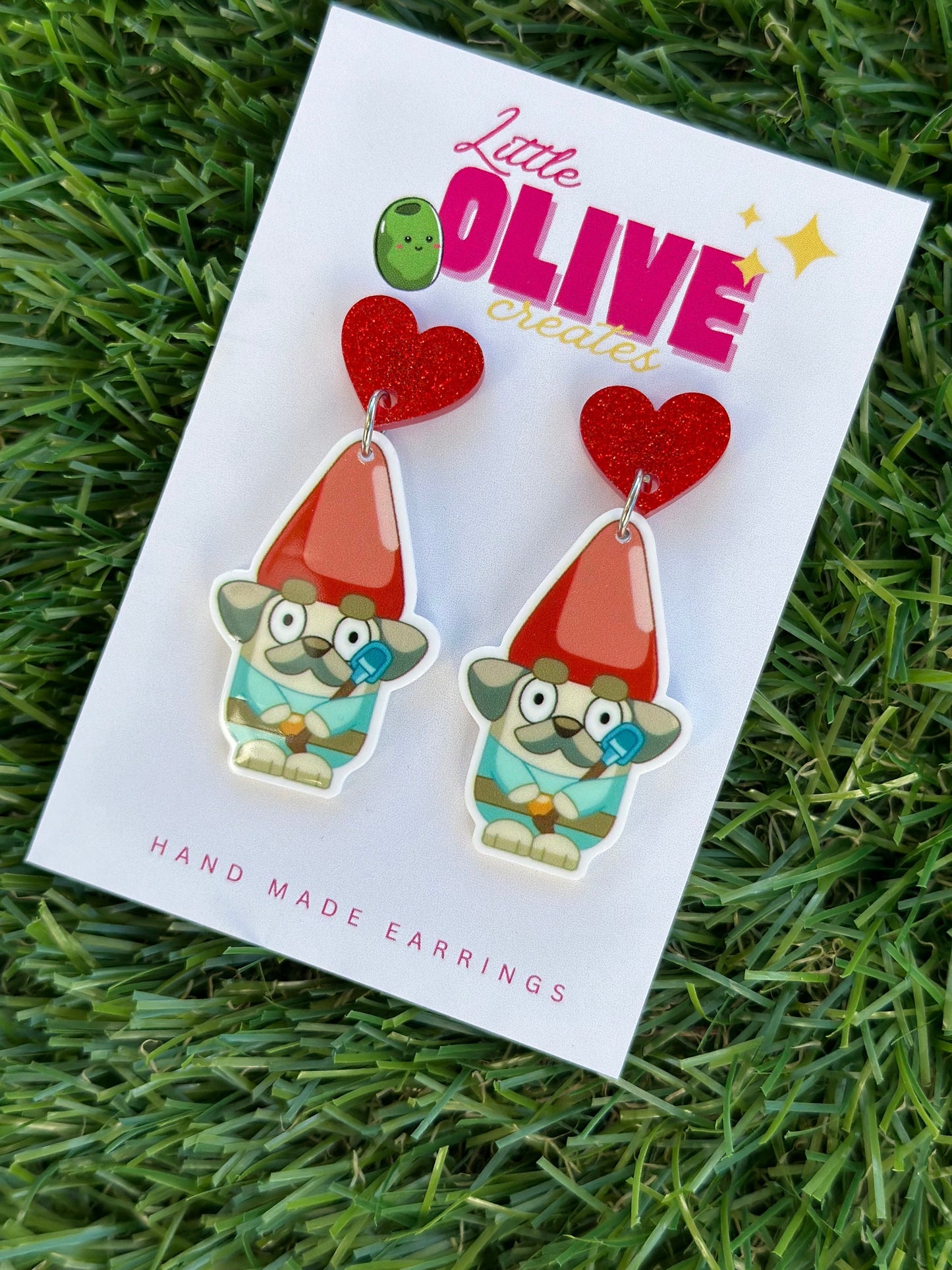 Bluey Hecuba Gnome Stud Earrings: Tiny Guardians of Style! Available in dangles and studs!