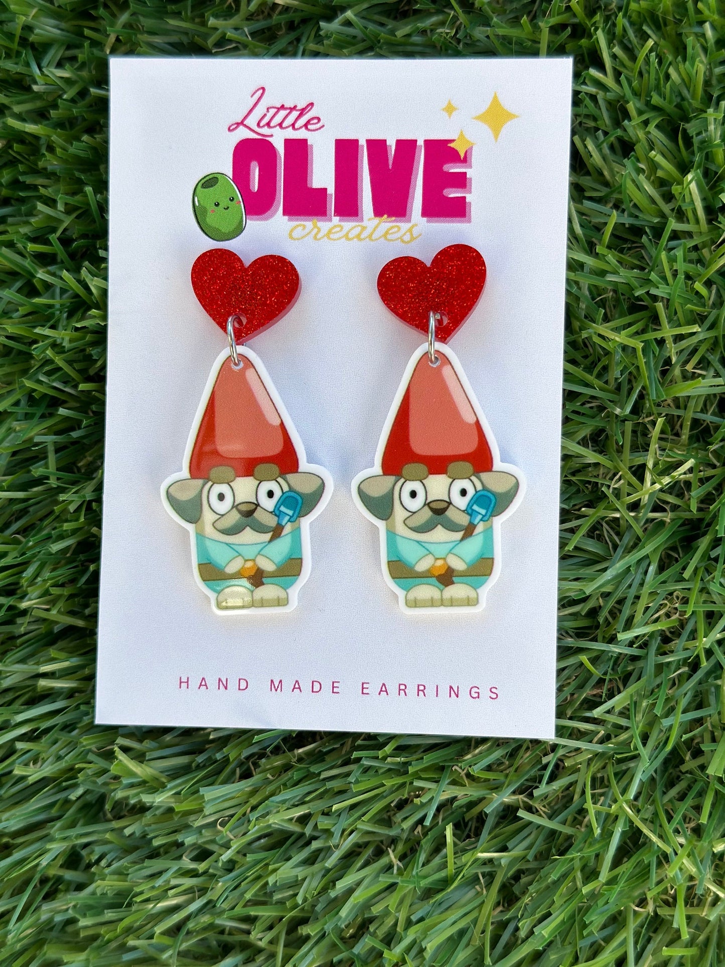 Bluey Hecuba Gnome Stud Earrings: Tiny Guardians of Style! Available in dangles and studs!